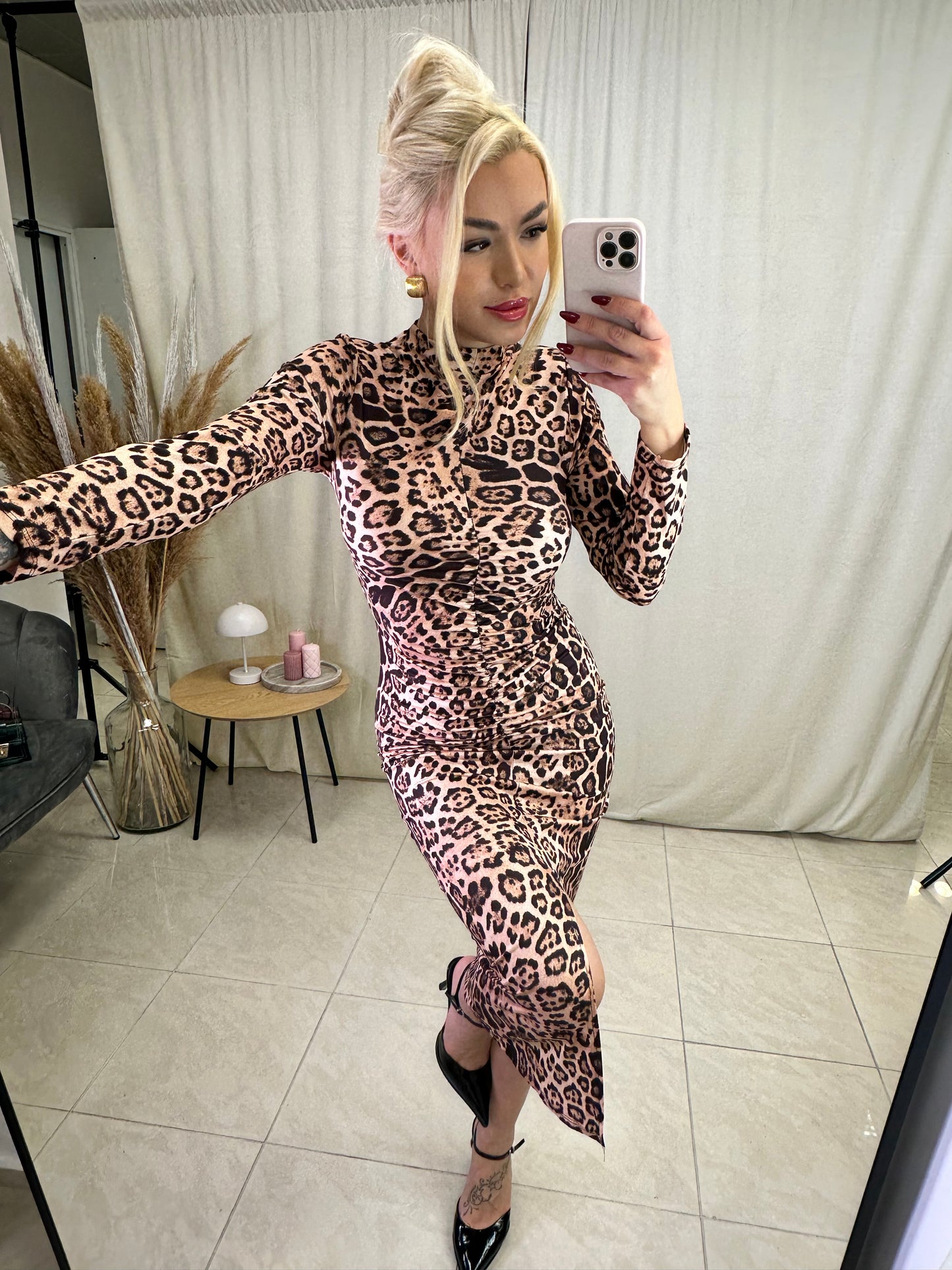 Leopard midi dress