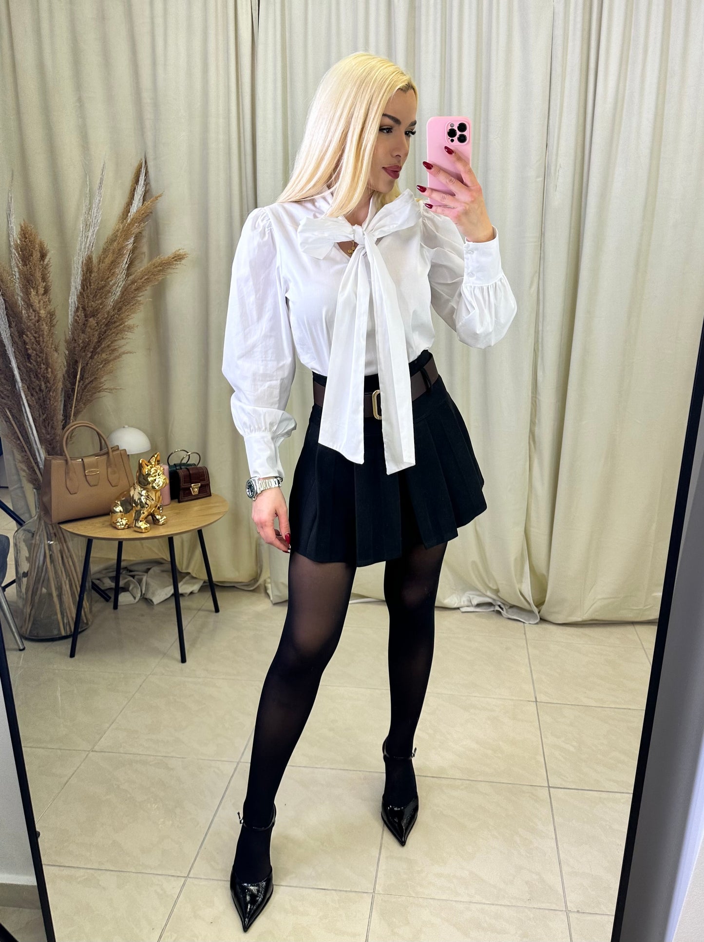 White bow πουκάμισο