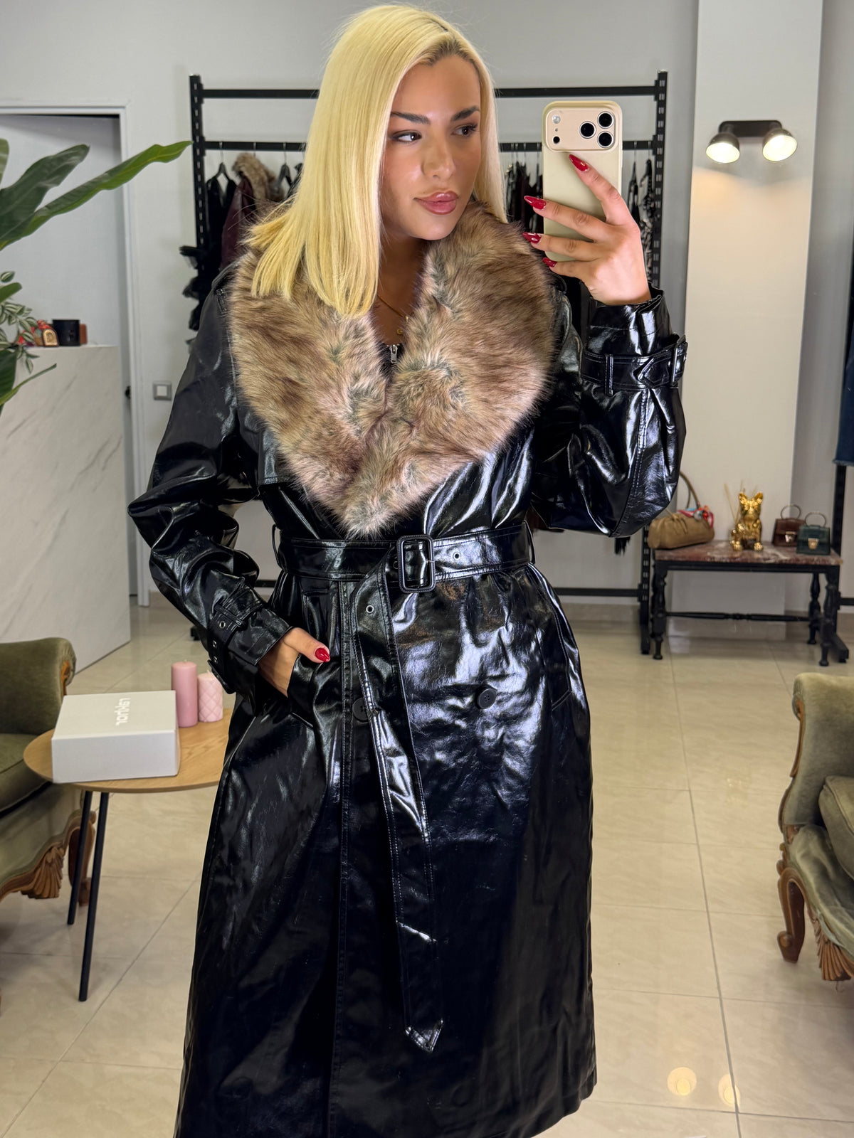 Royale Fur Trench Coat