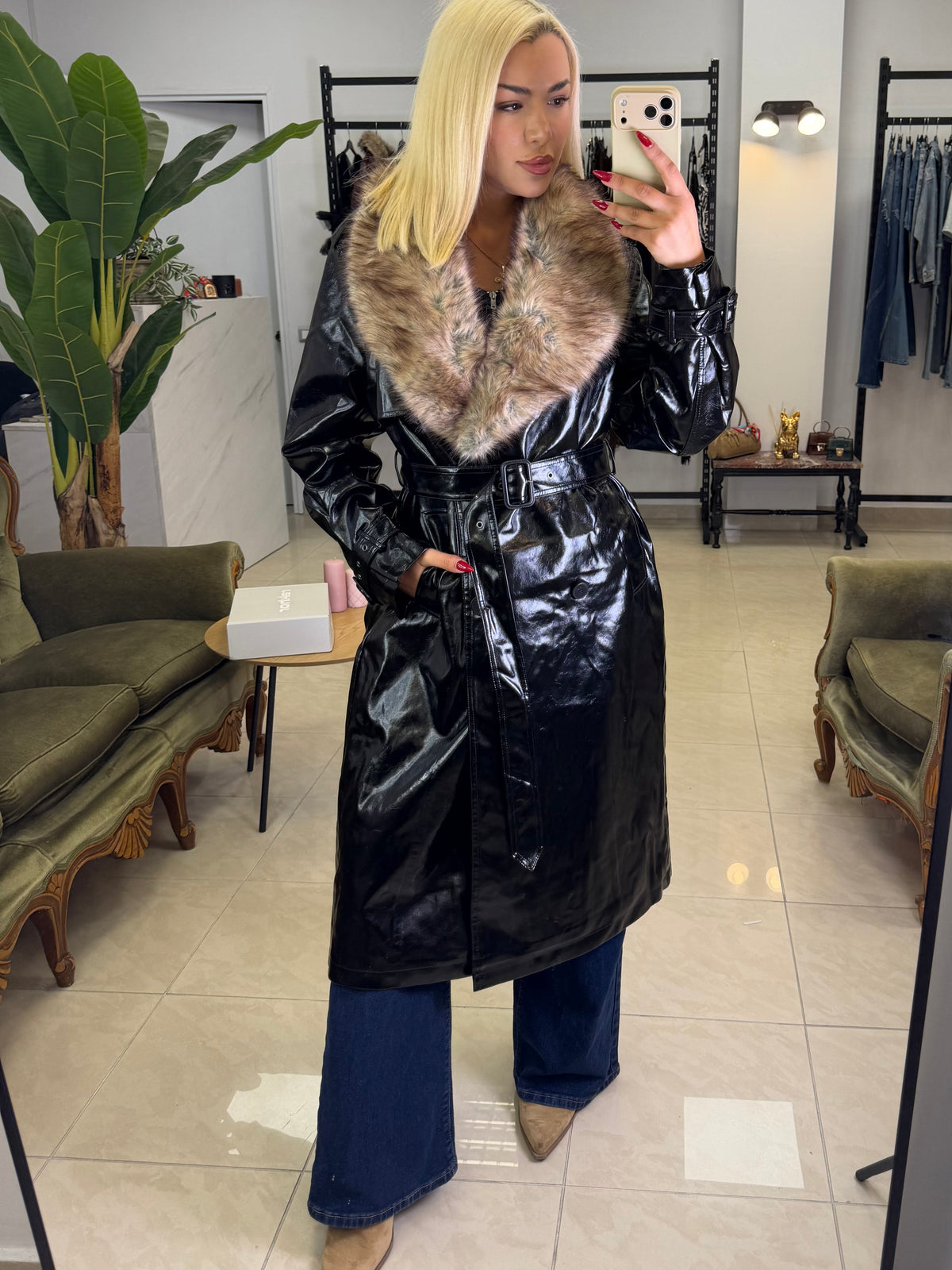 Royale Fur Trench Coat