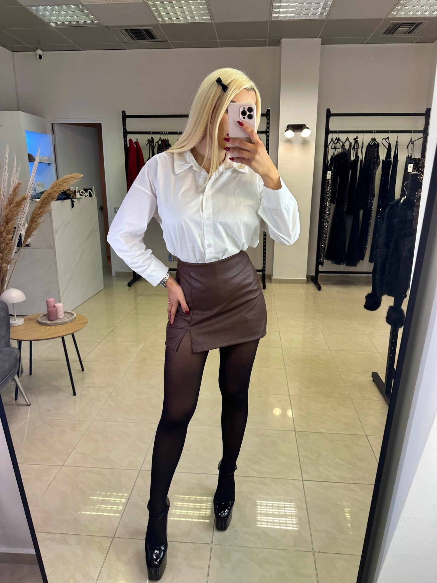 Leather skort