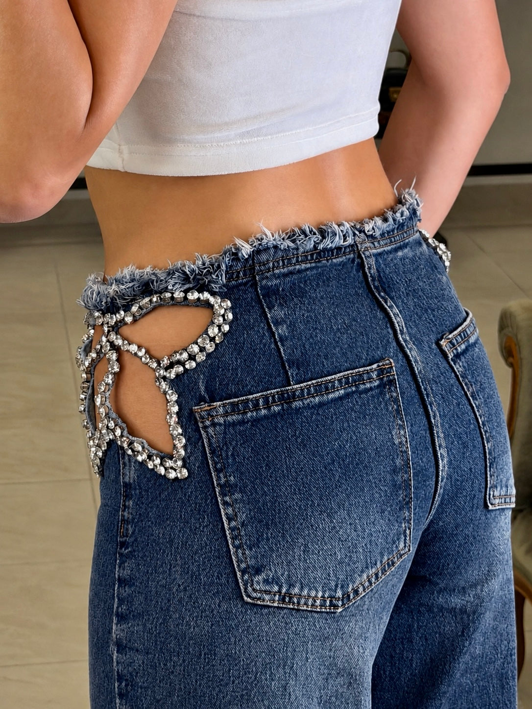 Crystal Butterfly Jeans ( dark )