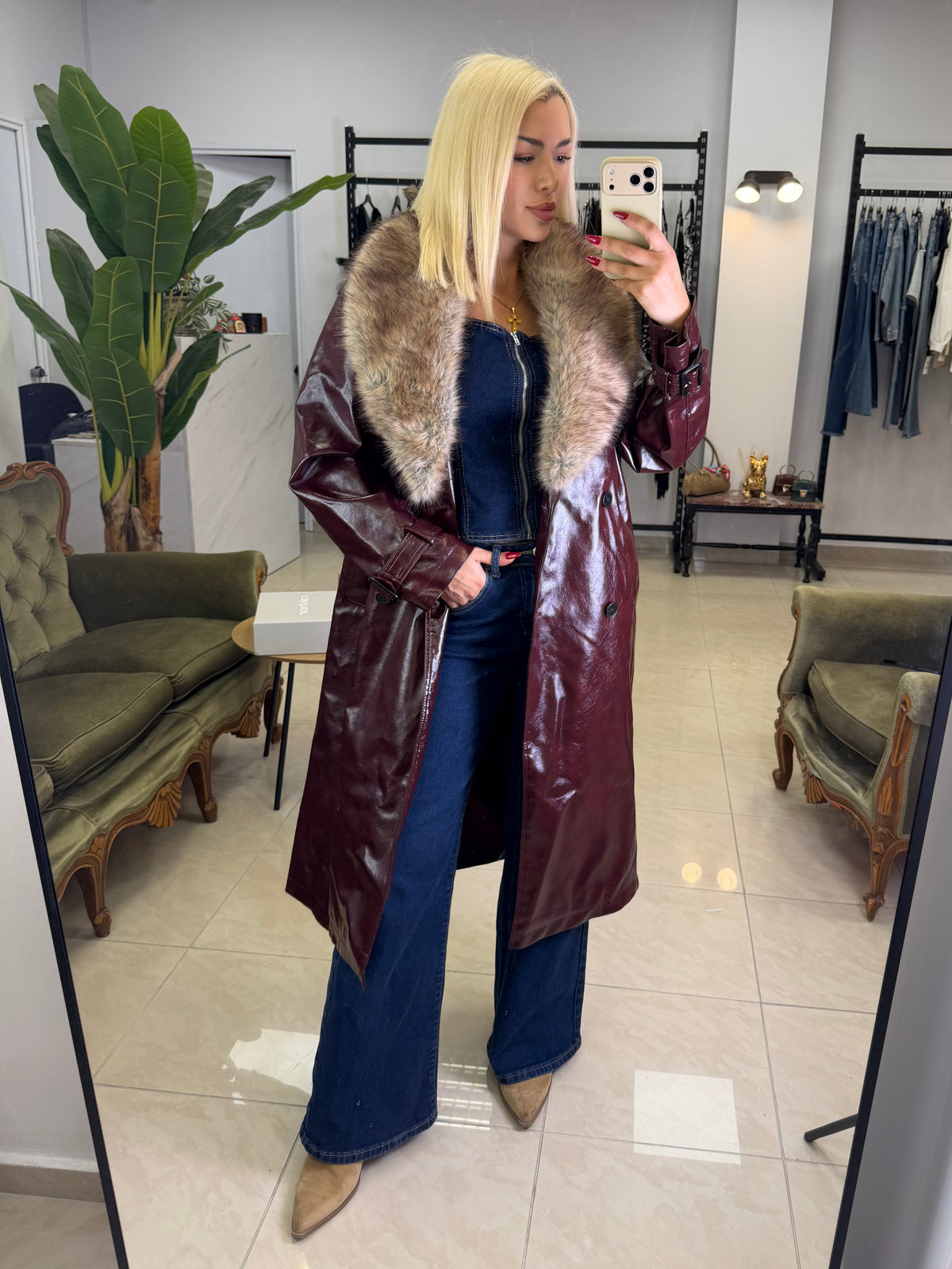 Royale Fur Trench Coat