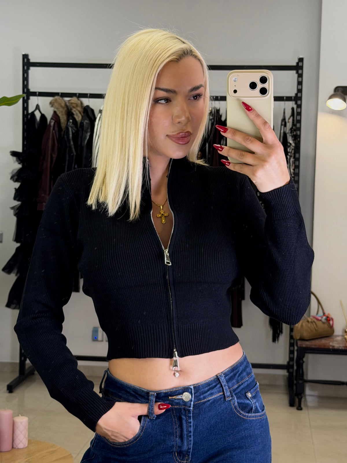 Zip Knit Top - jacket