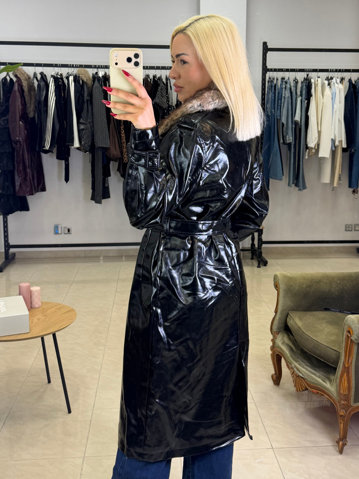 Royale Fur Trench Coat